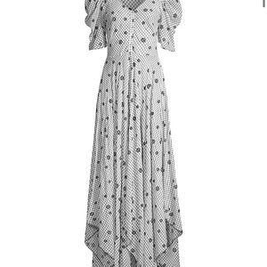 Loveshackfancy coralie maxi plaid flocked floral midi